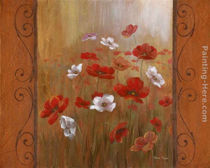 Poppies & Morning Glories I painting - Vivian Flasch Poppies & Morning Glories I art painting